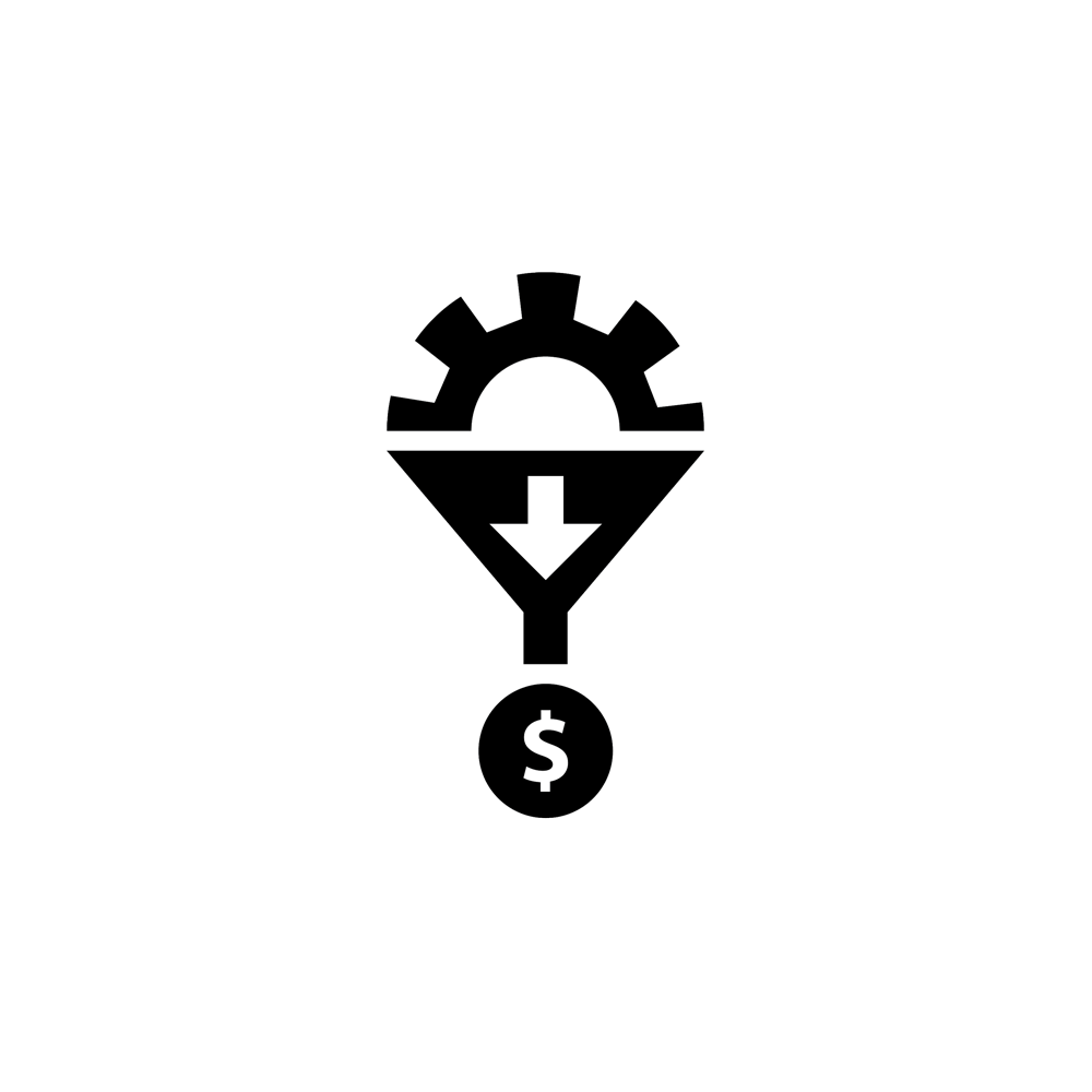 spoke leading to a funnel ending in a dollar sign
